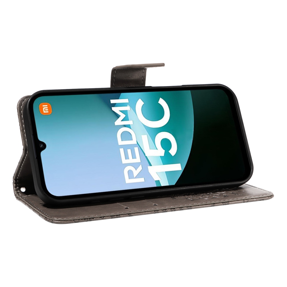 Napraforgó könyv tok a Xiaomi Redmi 15C 4G/5G (173mm) - szürke