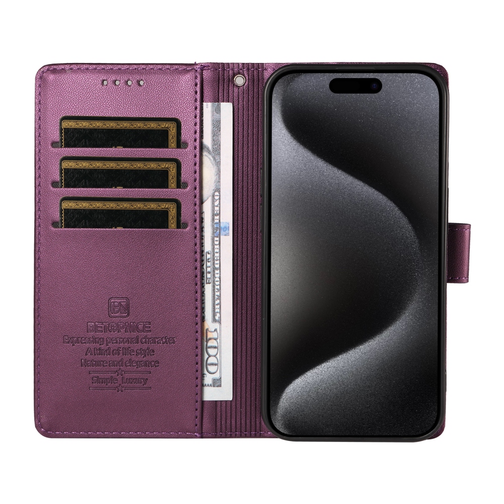 BTP könyvhátú tok iPhone 18 Pro Max/17 Pro Max-hoz – lila