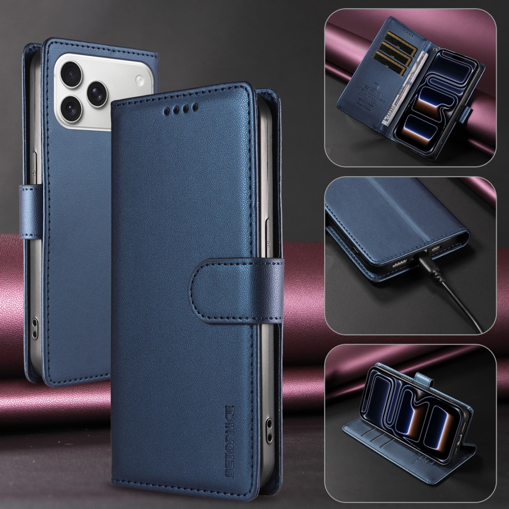 BTP könyvformájú tok iPhone 18 Pro Max/17 Pro Max-hoz – kék