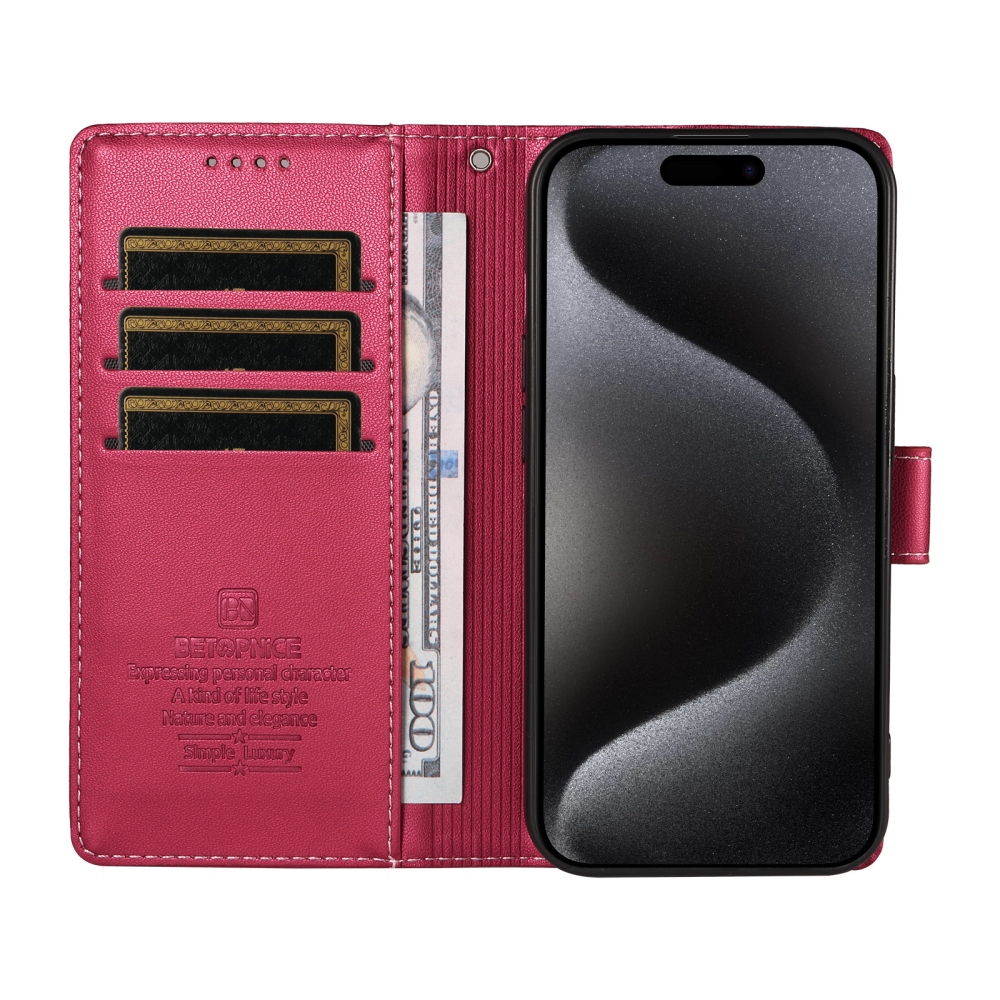 BTP könyvformájú tok iPhone 18 Pro Max/17 Pro Max készülékhez – rózsaszín
