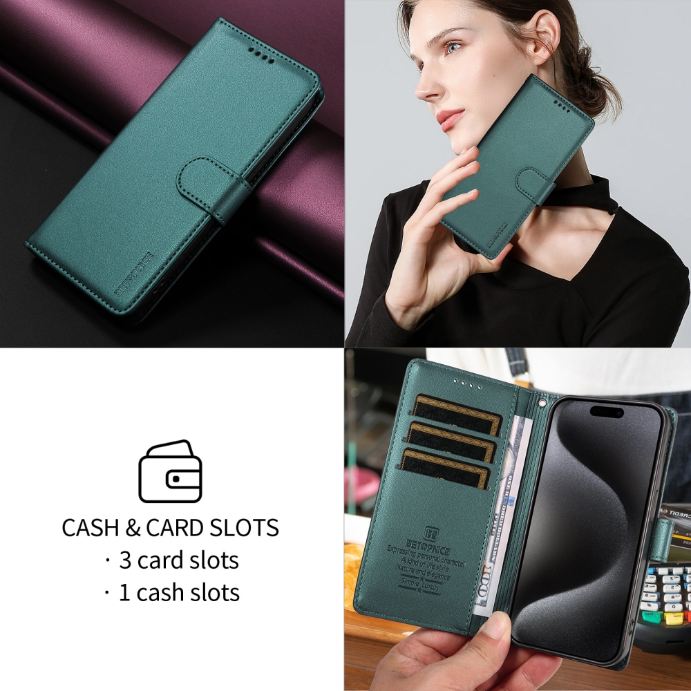 BTP könyvhátú tok a Vivo V70 Lite 5G-hez – zöld