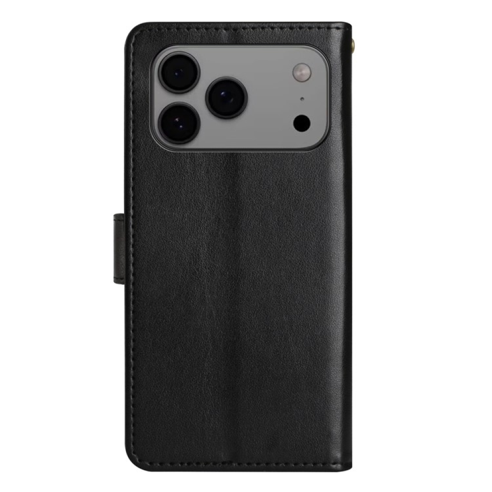 Virágok könyvtáska iPhone 17 Pro Max készülékhez - fekete