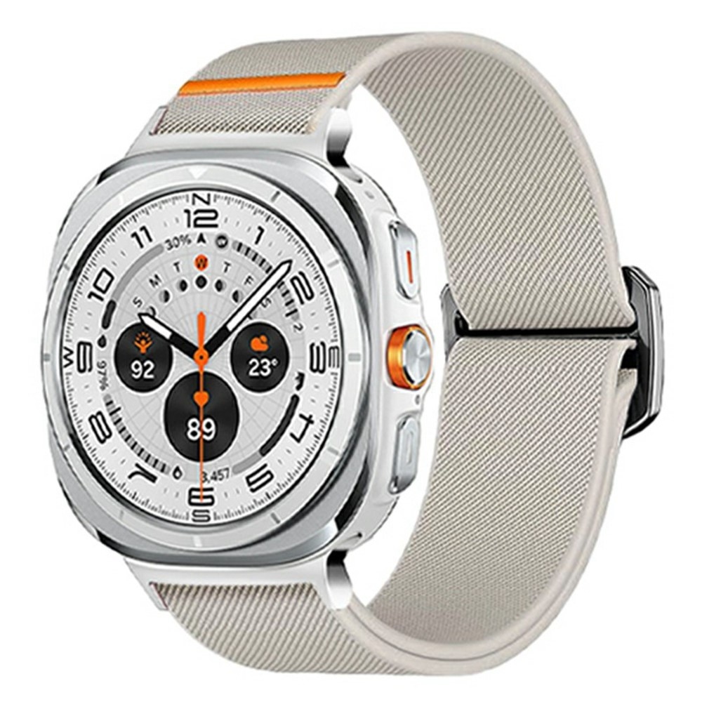 Bull nylon rugalmas szíj a Samsung Galaxy Watch Ultra (2025) 47 mm-es modellhez – bézs