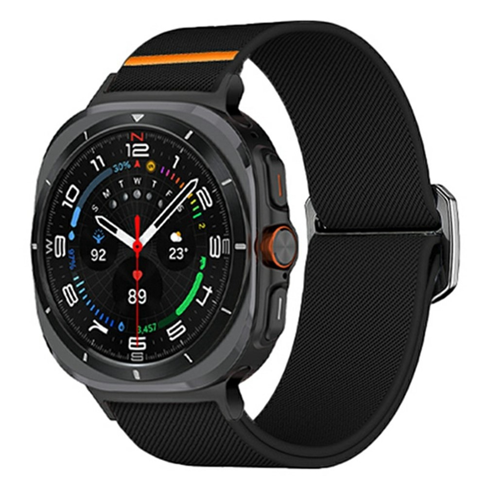 Bull nylon rugalmas szíj a Samsung Galaxy Watch Ultra (2025) 47 mm-es modellhez – fekete