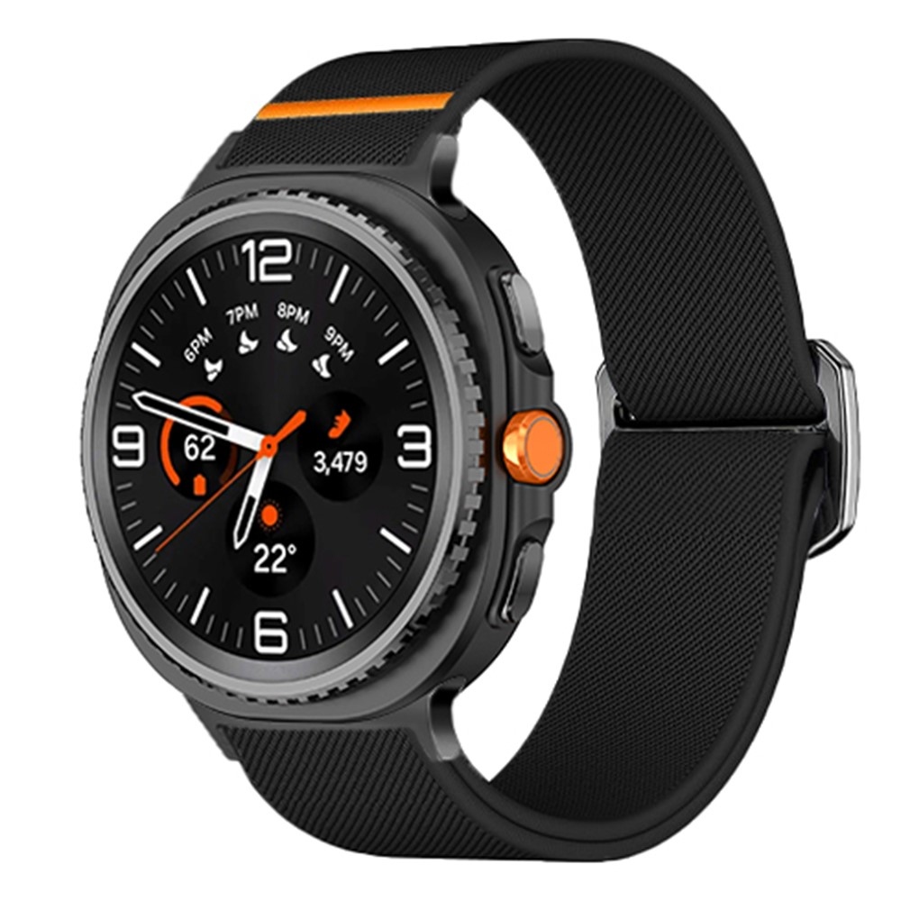 Bull nylon rugalmas szíj a Samsung Galaxy Watch8 Classic 46 mm-es/Watch8 44 mm-es/40 mm-es modellekhez – fekete