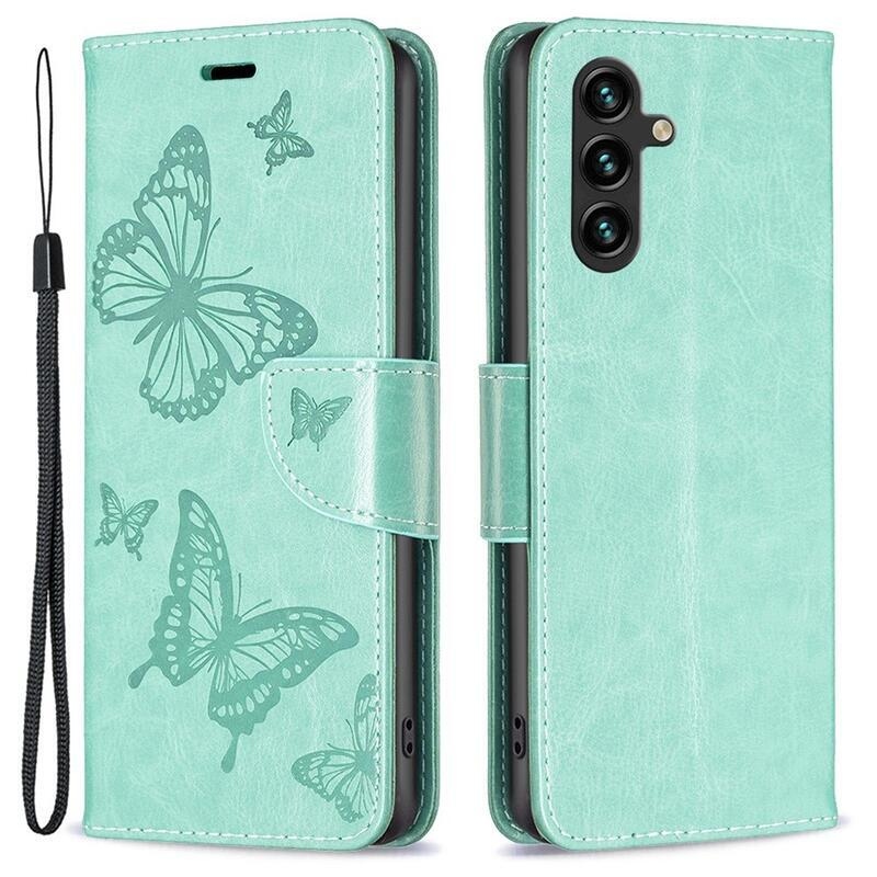 Pillangó könyv tok a Samsung Galaxy A14 4G/5G készülékhez - zöld