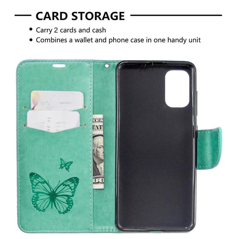 Pillangó könyvtáska Samsung Galaxy A41 készülékhez - teal színű