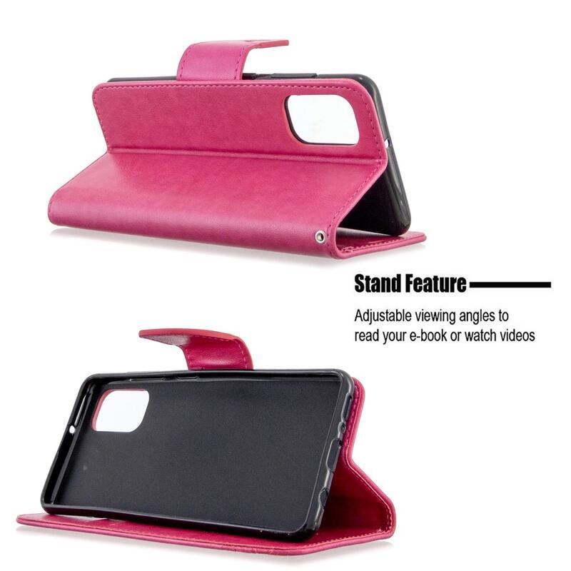 Pillangó könyv tok Samsung Galaxy A41-hez - rózsaszínű