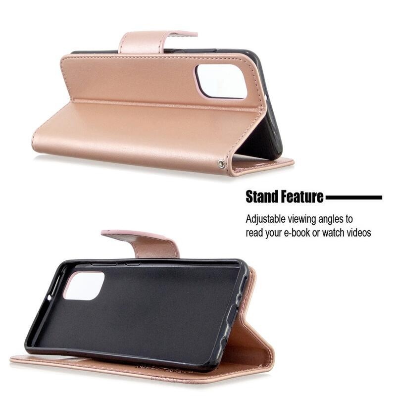 Pillangó könyv tok Samsung Galaxy A41-hez - rózsaarany