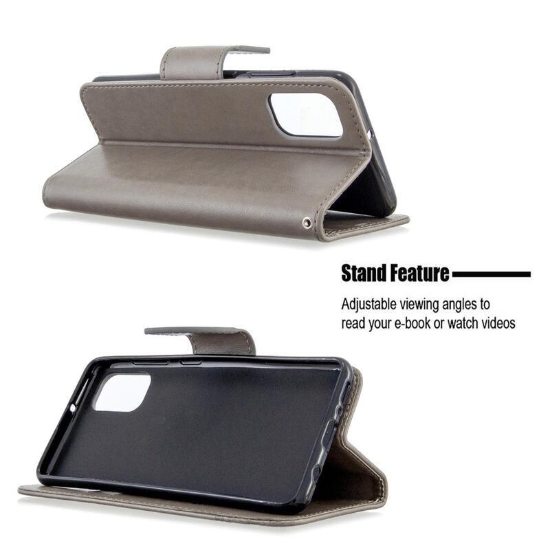 Pillangó könyv tok Samsung Galaxy A41 készülékhez - szürke