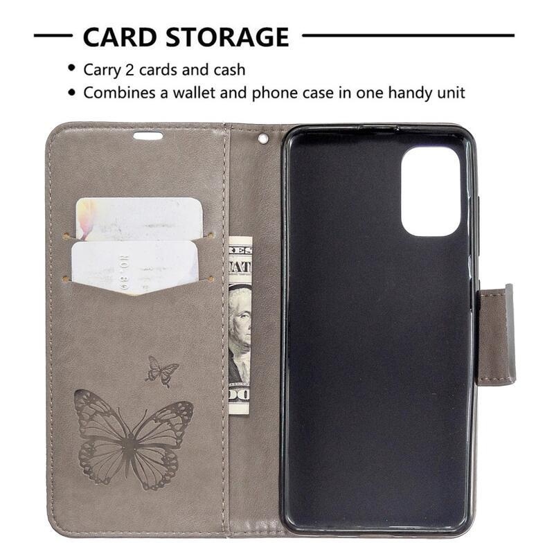 Pillangó könyv tok Samsung Galaxy A41 készülékhez - szürke