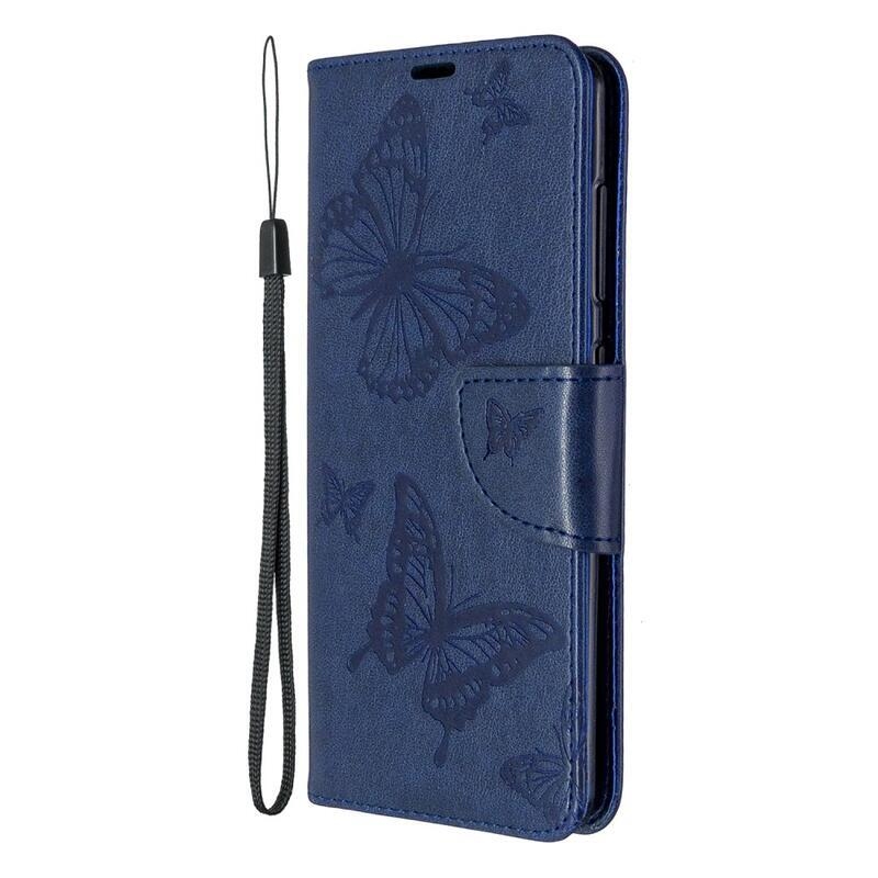 Pillangó könyv tok Samsung Galaxy A41-hez - sötétkék