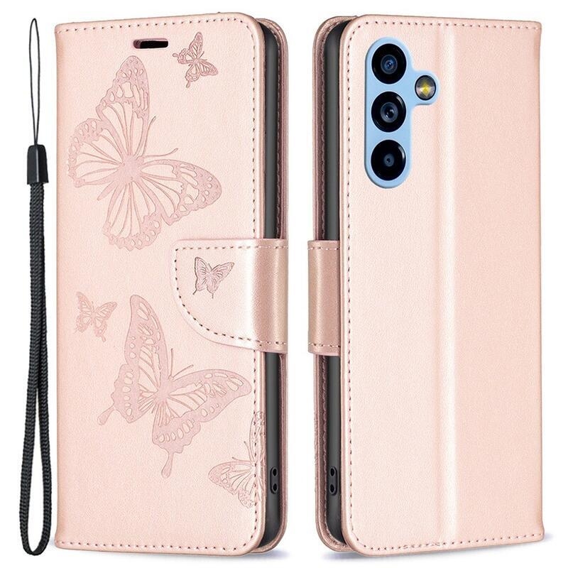 Pillangó könyv tok Samsung Galaxy A54 5G-hez - rózsaarany