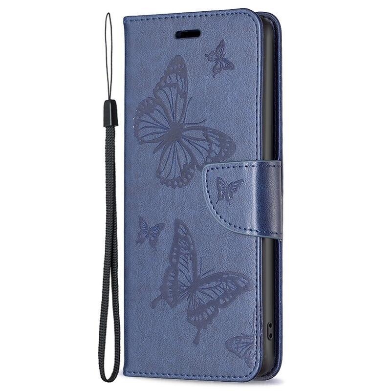 Pillangó könyv tok Samsung Galaxy A54 5G-hez - sötétkék