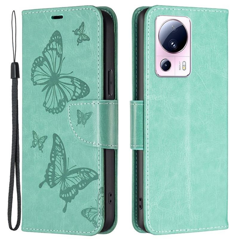 Pillangó könyv tok a Xiaomi 13 Lite-hoz - teal színű