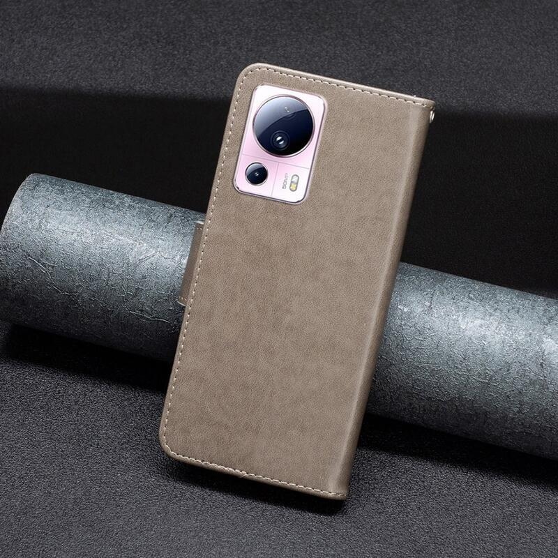 Pillangó könyv tok Xiaomi 13 Lite-hoz - szürke