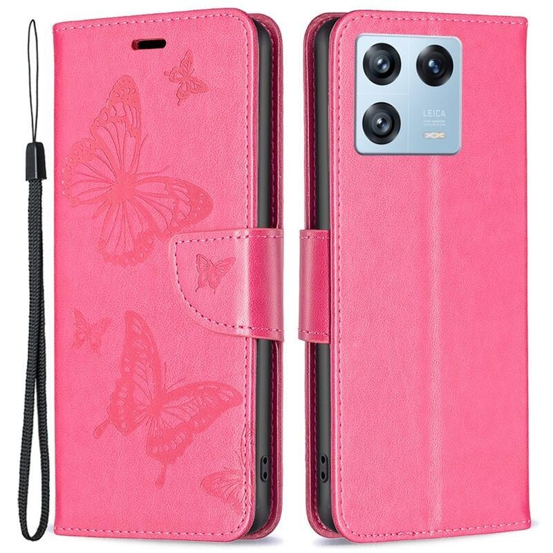 Pillangó könyv tok a Xiaomi 13 Pro-hoz - rózsaszínű