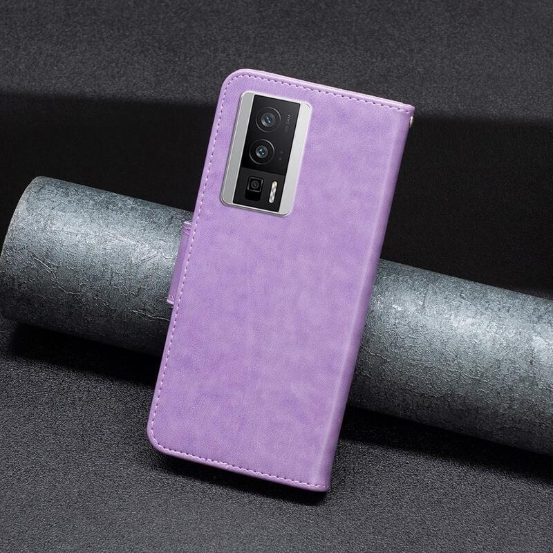 Pillangó könyv tok a Xiaomi Poco F5 Pro-hoz - lila
