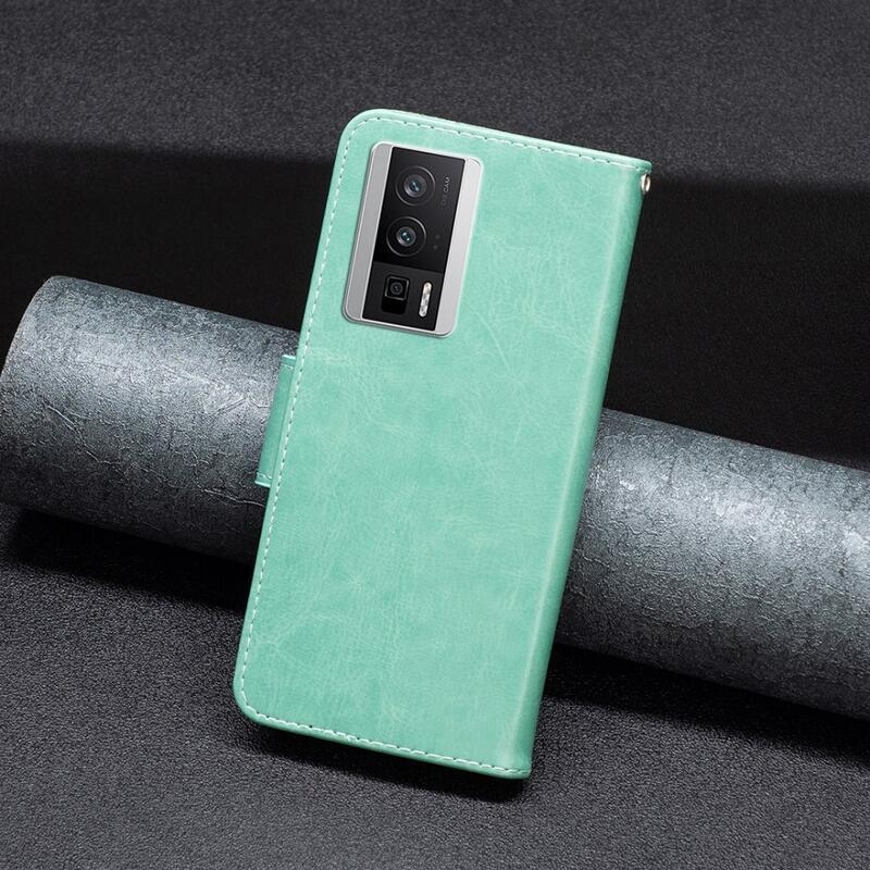 Pillangó könyv tok a Xiaomi Poco F5 Pro-hoz - teal színű