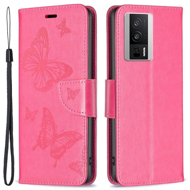 Pillangó könyv tok a Xiaomi Poco F5 Pro-hoz - rózsaszínű
