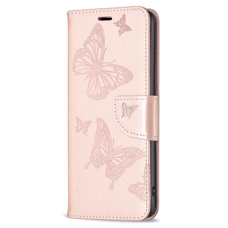 Pillangó könyv tok a Xiaomi Poco F5 Pro-hoz - rózsaarany színben