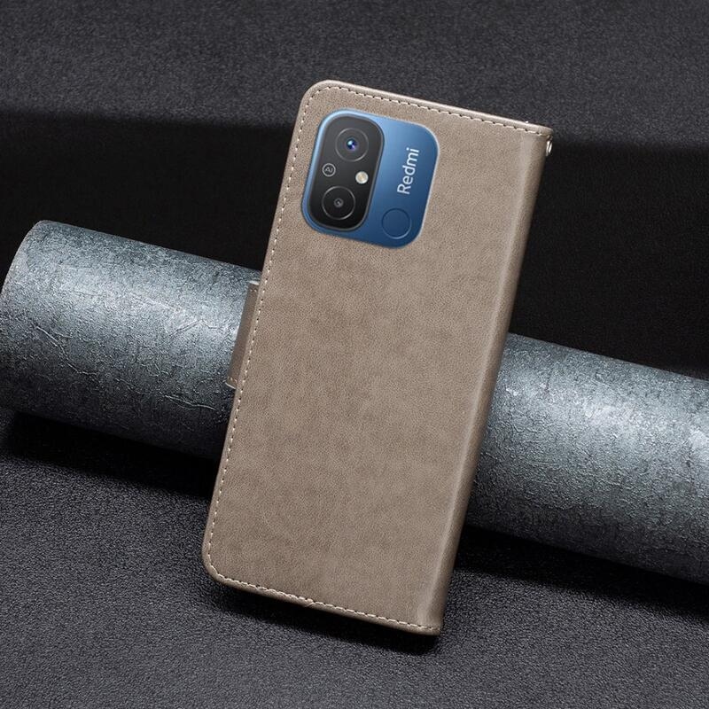 Pillangó könyv tok Xiaomi Redmi 12C-hez - szürke