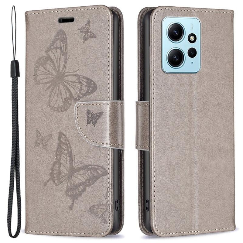 Pillangó könyv tok a Xiaomi Redmi Note 12 4G-hez - szürke