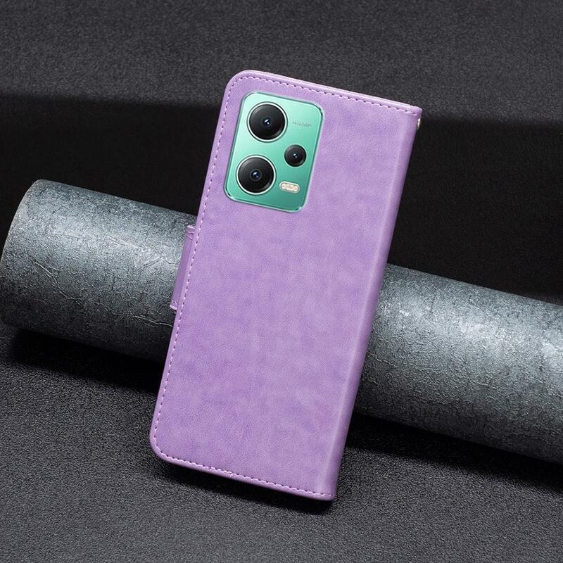 Pillangó könyv tok a Xiaomi Redmi Note 12 5G/Poco X5 5G számára - lila
