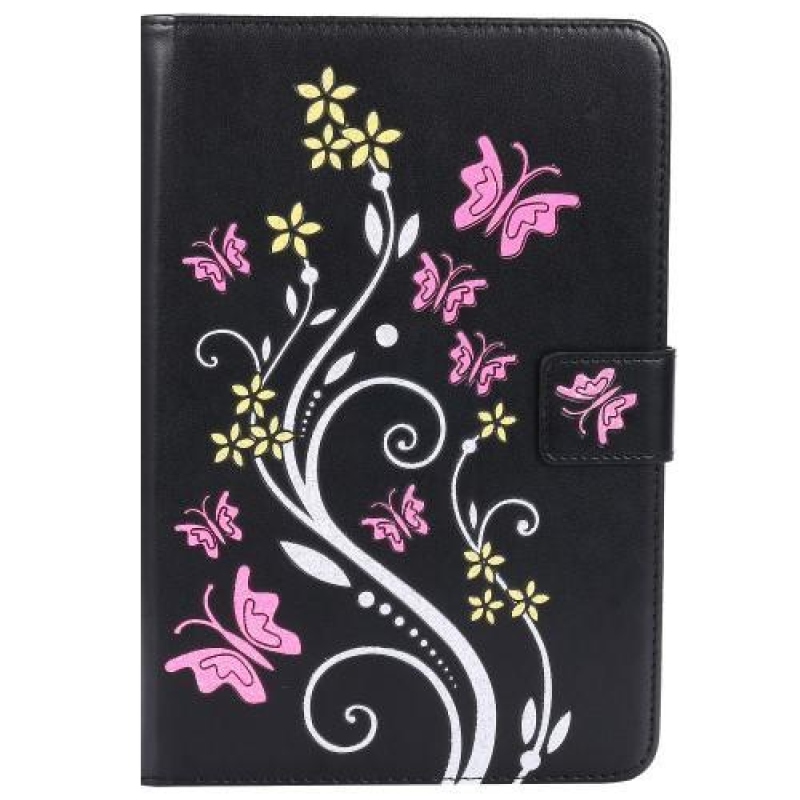 Pillangó PU bőr könyvtáska iPad mini, iPad mini 2, iPad mini 3 iPad minihez - fekete