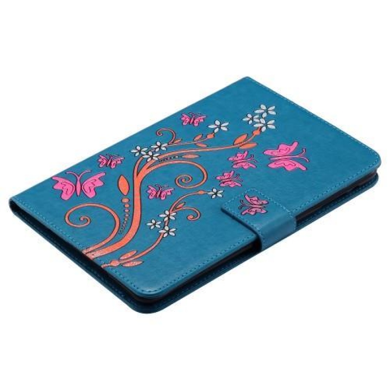 Pillangó PU bőr könyvtáska iPad mini, iPad mini 2, iPad mini 3 iPad minihez - kék