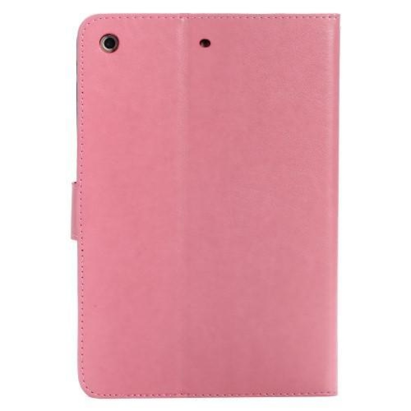 Pillangó PU bőr könyvtáska iPad mini, iPad mini 2, iPad mini 3 - rózsaszínű