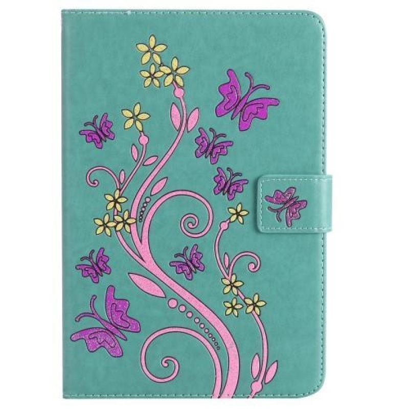 Pillangó PU bőr könyvtáska iPad mini, iPad mini 2, iPad mini 3 iPad minihez - zöld színű