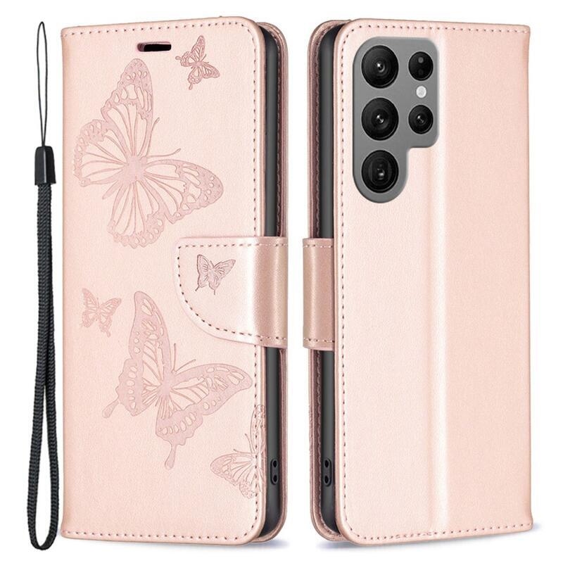 Pillangó pénztárca tok Samsung Galaxy S23 Ultra - rózsaarany