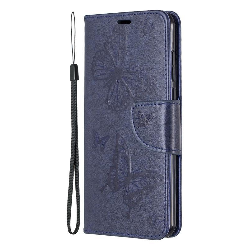 Pillangó PU bőr pénztárca tok a Huawei P40-hez - kék