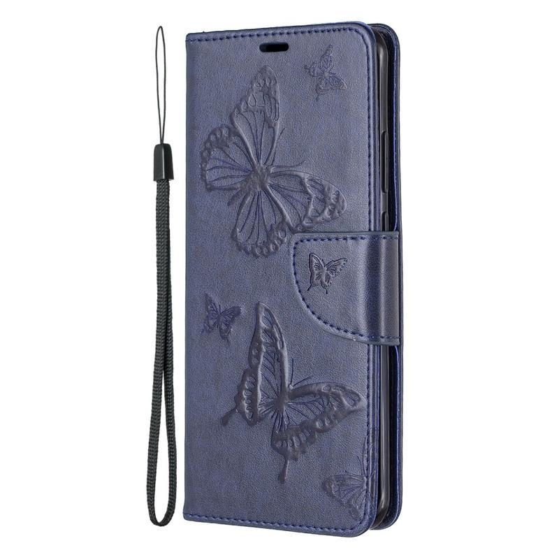 Pillangó PU bőr pénztárca tok a Huawei P40 Pro-hoz - kék