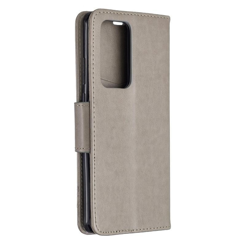 Pillangó PU bőr pénztárca tok Huawei P40 Pro - szürke