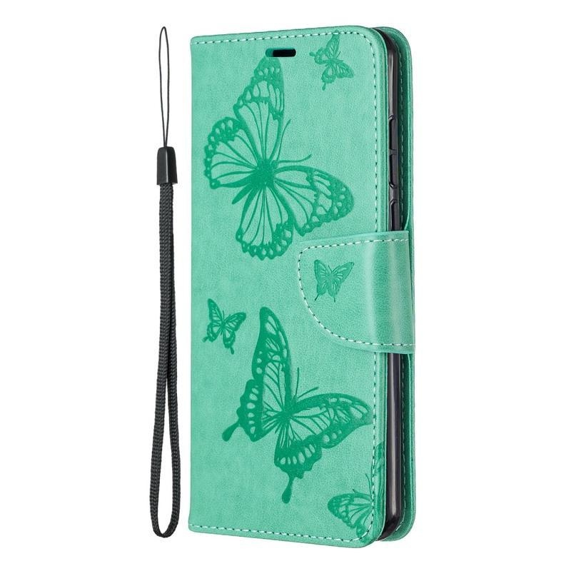 Pillangó PU bőr pénztárca tok a Huawei P40-hez - zöld