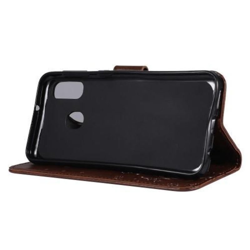 Pillangó PU bőr pénztárca tok Samsung Galaxy A20e készülékhez - barna