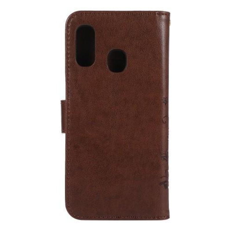 Pillangó PU bőr pénztárca tok Samsung Galaxy A20e készülékhez - barna