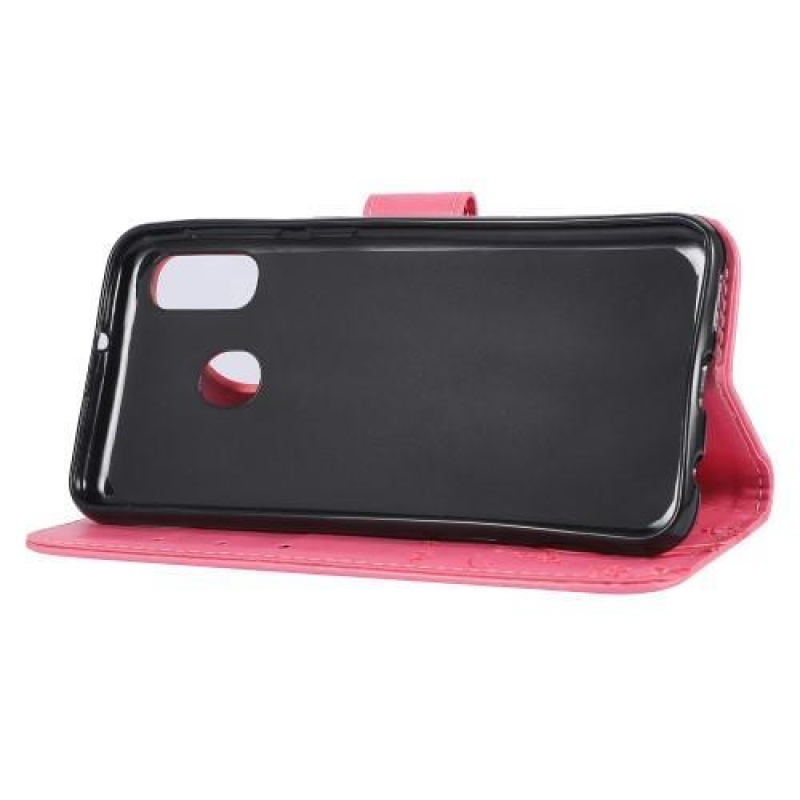 Pillangó PU bőr pénztárca tok Samsung Galaxy A20e - rózsaszínű