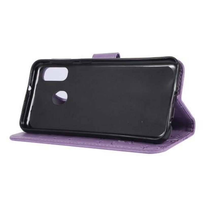 Pillangó PU bőr pénztárca tok Samsung Galaxy A20e készülékhez - világos lila