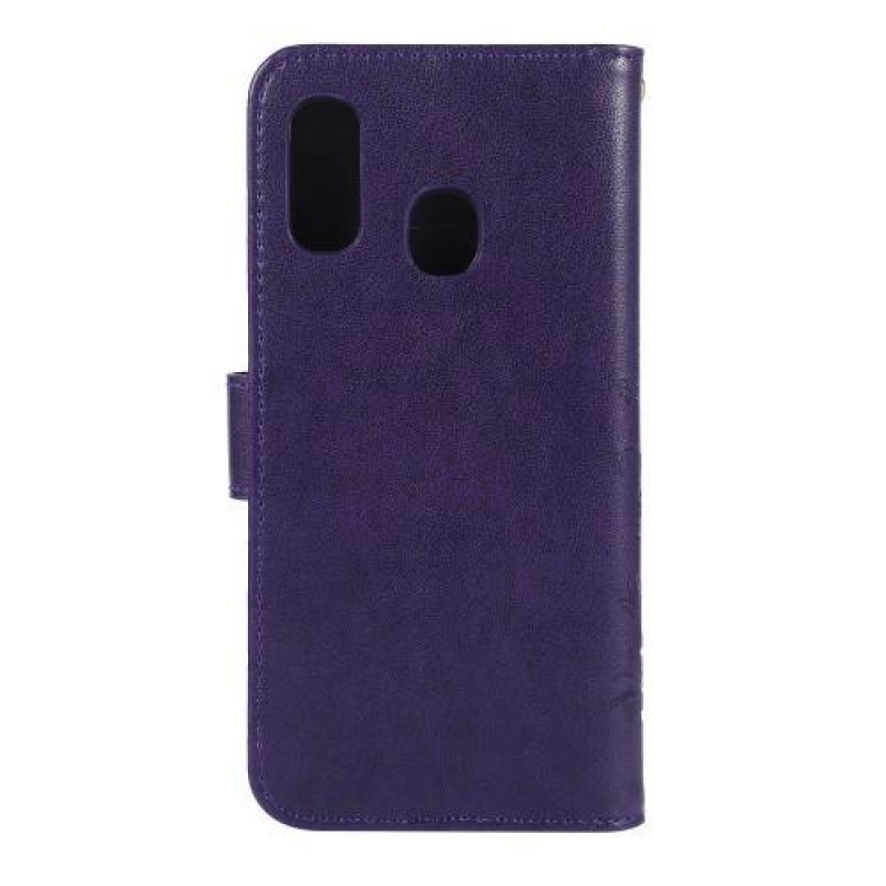 Pillangó PU bőr pénztárca tok Samsung Galaxy A20e - sötét lila