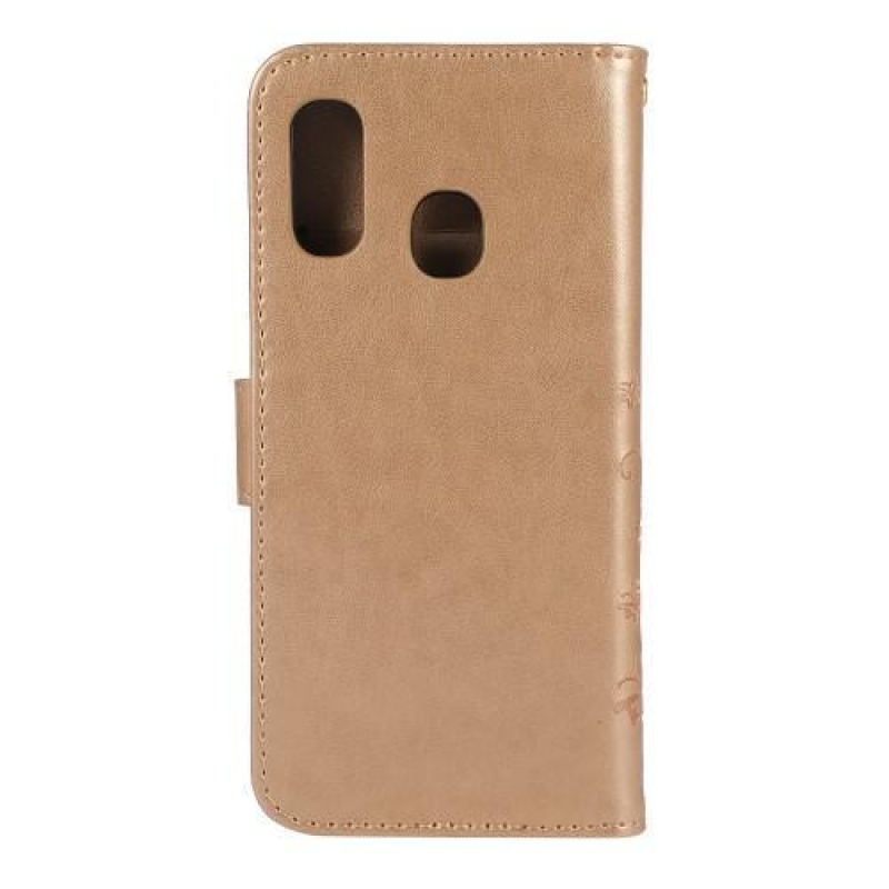 Pillangó PU bőr pénztárca tok Samsung Galaxy A20e készülékhez - arany színben
