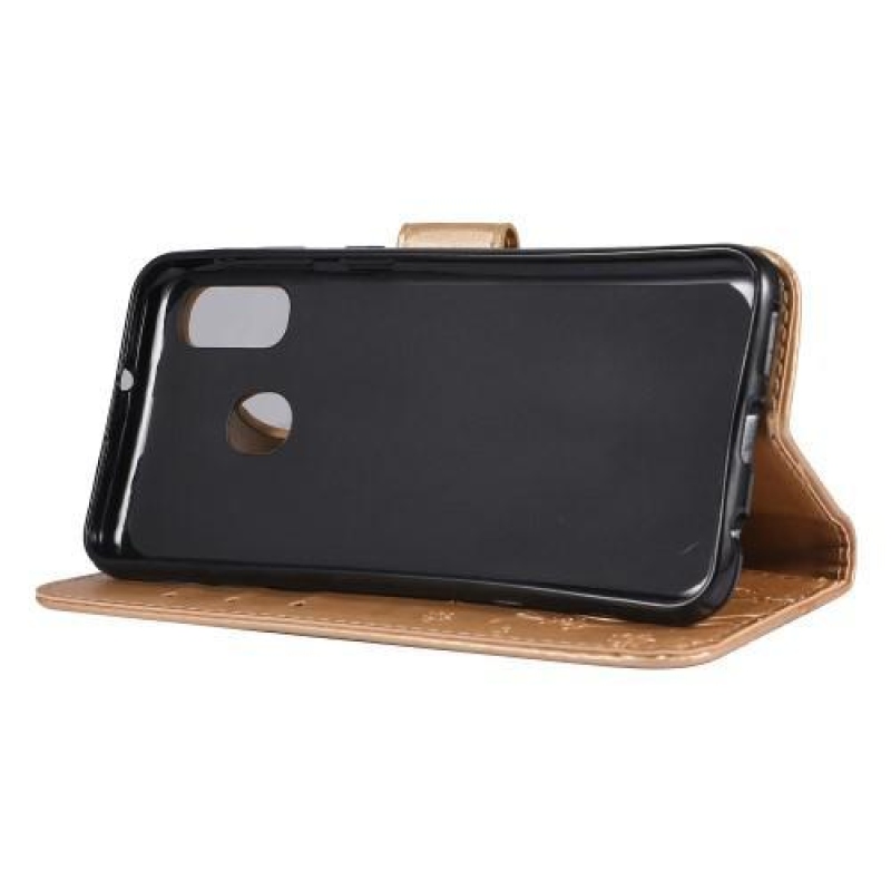 Pillangó PU bőr pénztárca tok Samsung Galaxy A20e készülékhez - arany színben