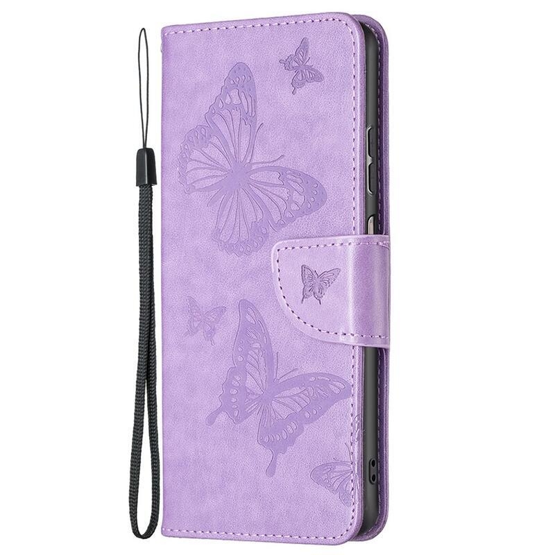 Pillangó PU bőr pénztárca tok Samsung Galaxy A23 4G/5G - lila