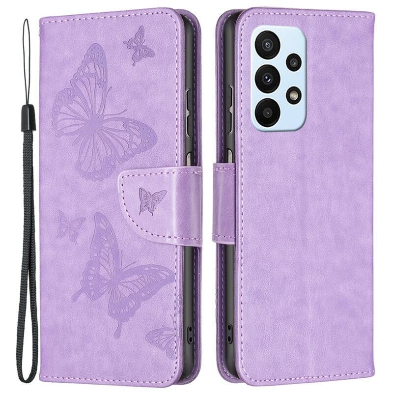Pillangó PU bőr pénztárca tok Samsung Galaxy A23 4G/5G - lila