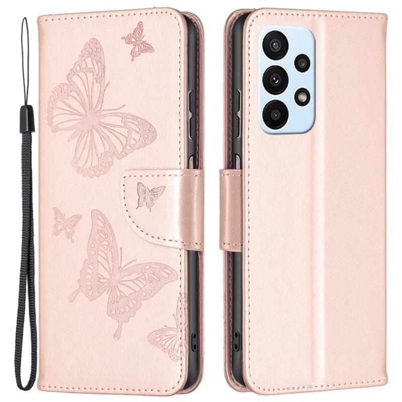 Pillangó PU bőr pénztárca tok Samsung Galaxy A23 4G/5G - rózsa arany