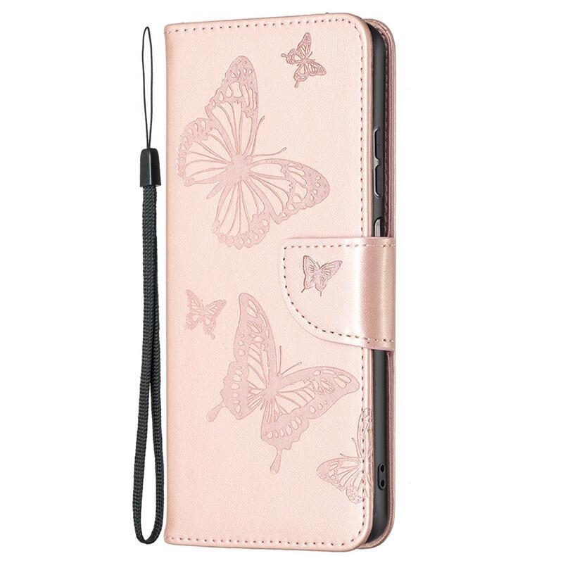 Pillangó PU bőr pénztárca tok Samsung Galaxy A23 4G/5G - rózsa arany