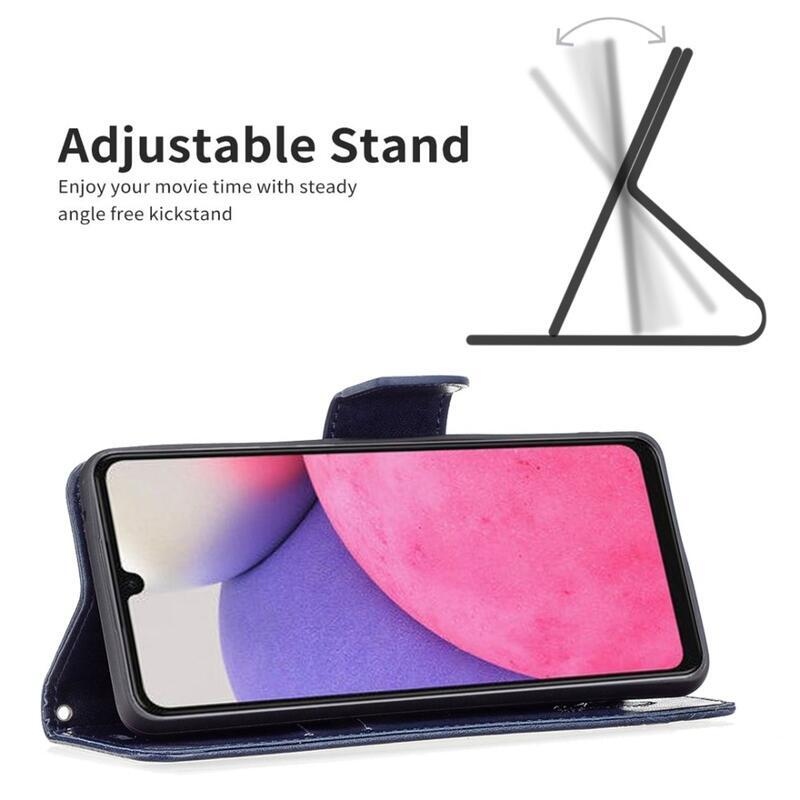 Pillangó PU bőr pénztárca tok Samsung Galaxy A33 5G - sötétkék