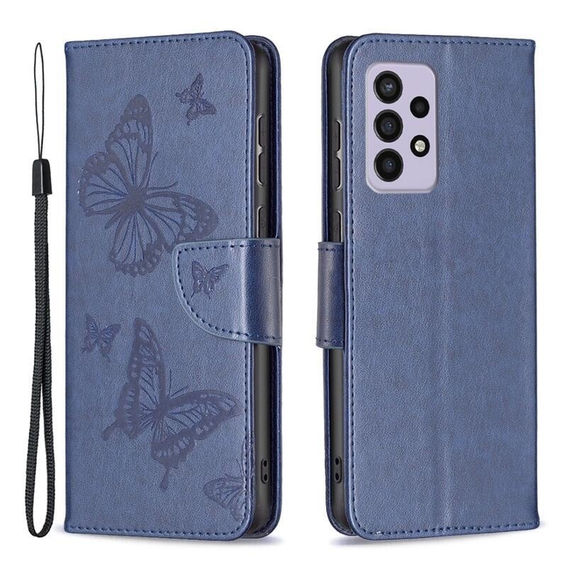Pillangó PU bőr pénztárca tok Samsung Galaxy A33 5G - sötétkék